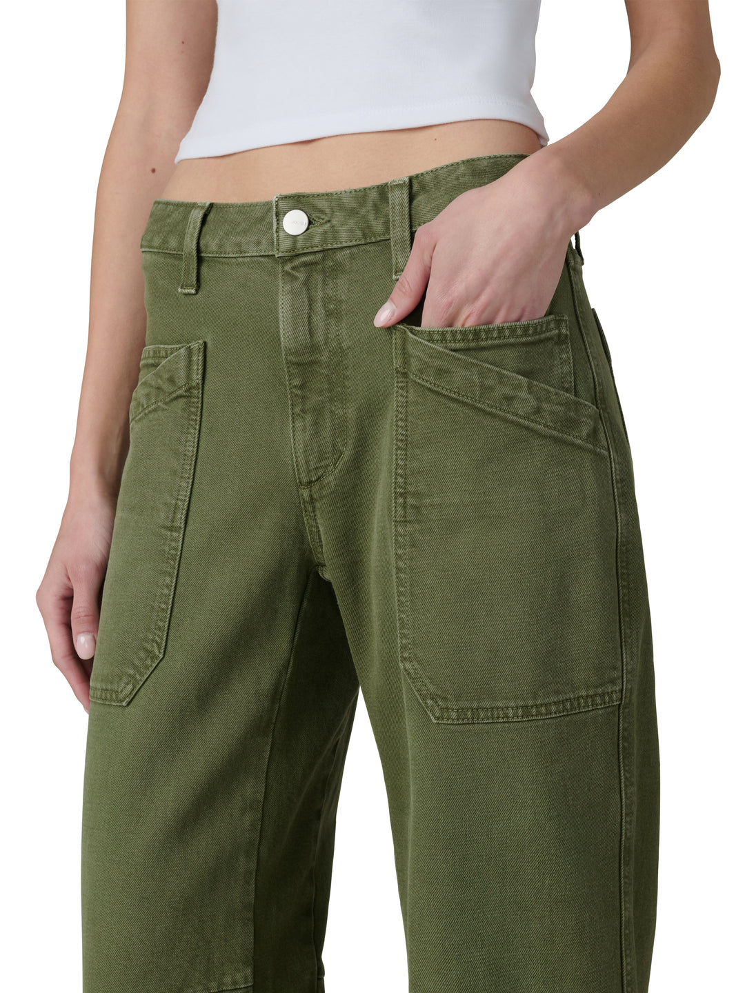Double Pocket Barrel Jeans in Winter Moss