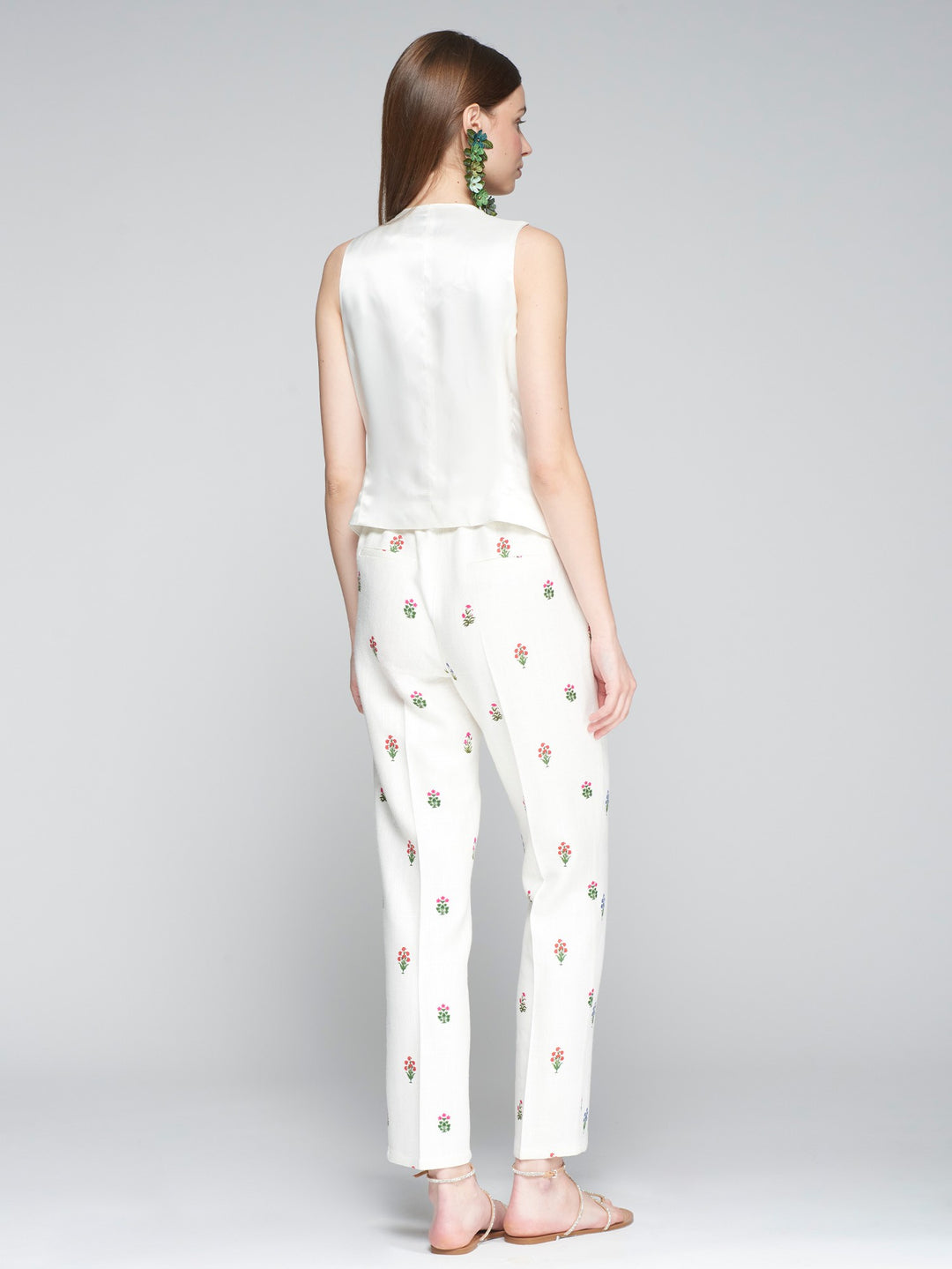 Tiffany Trouser in Blanco Flor Lino