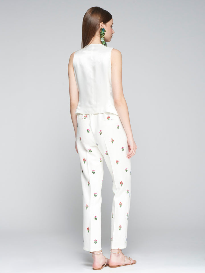 Tiffany Trouser in Blanco Flor Lino