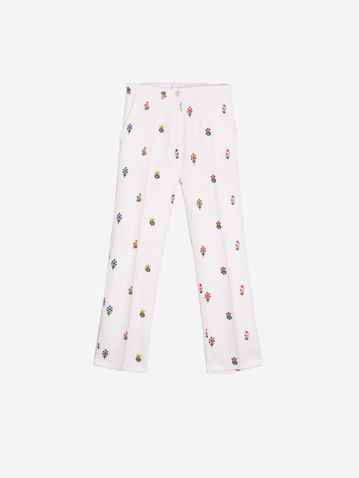 Tiffany Trouser in Blanco Flor Lino