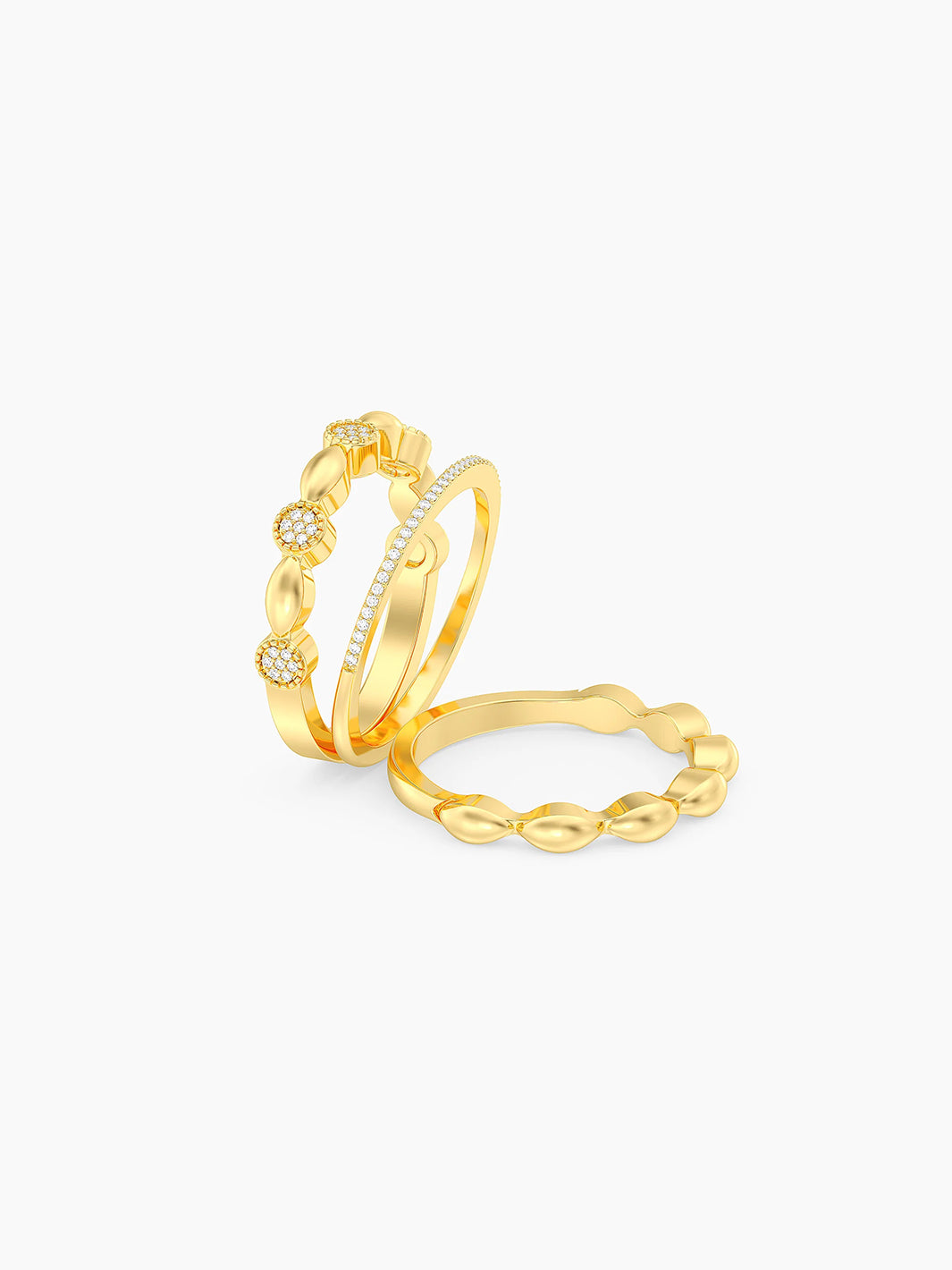 Round Triple Stackable Ring in Gold