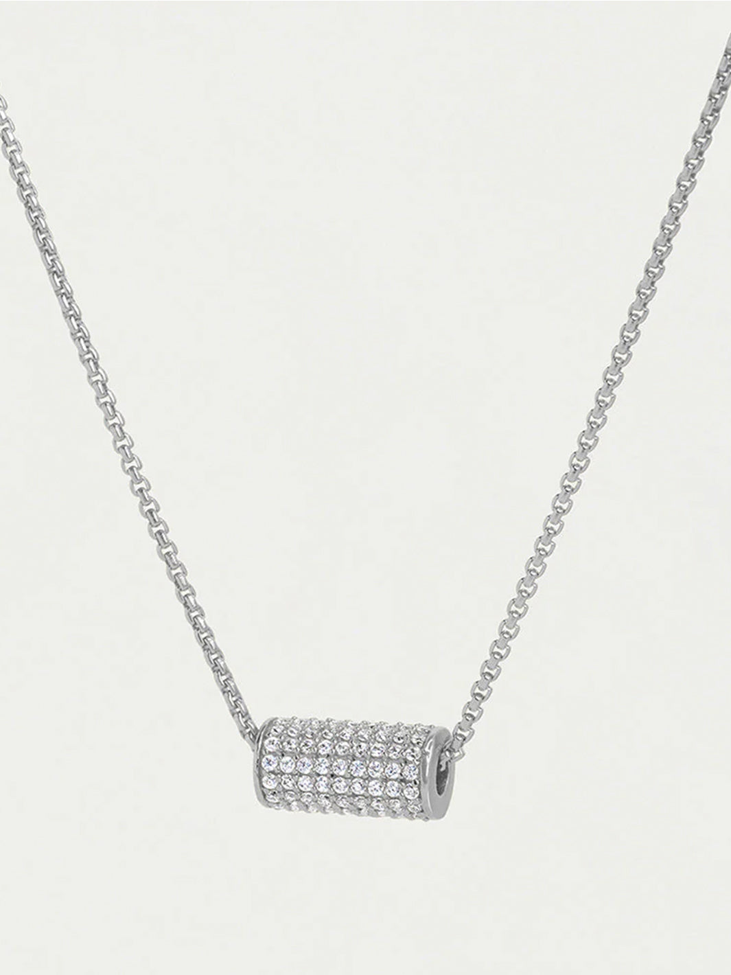 Petit Pave Mini Tube Necklace in Silver