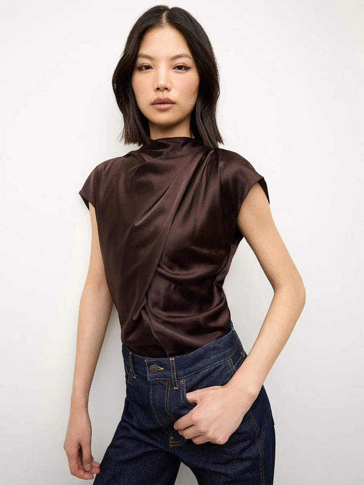 Leilany Silk Top in Dark Chocolate