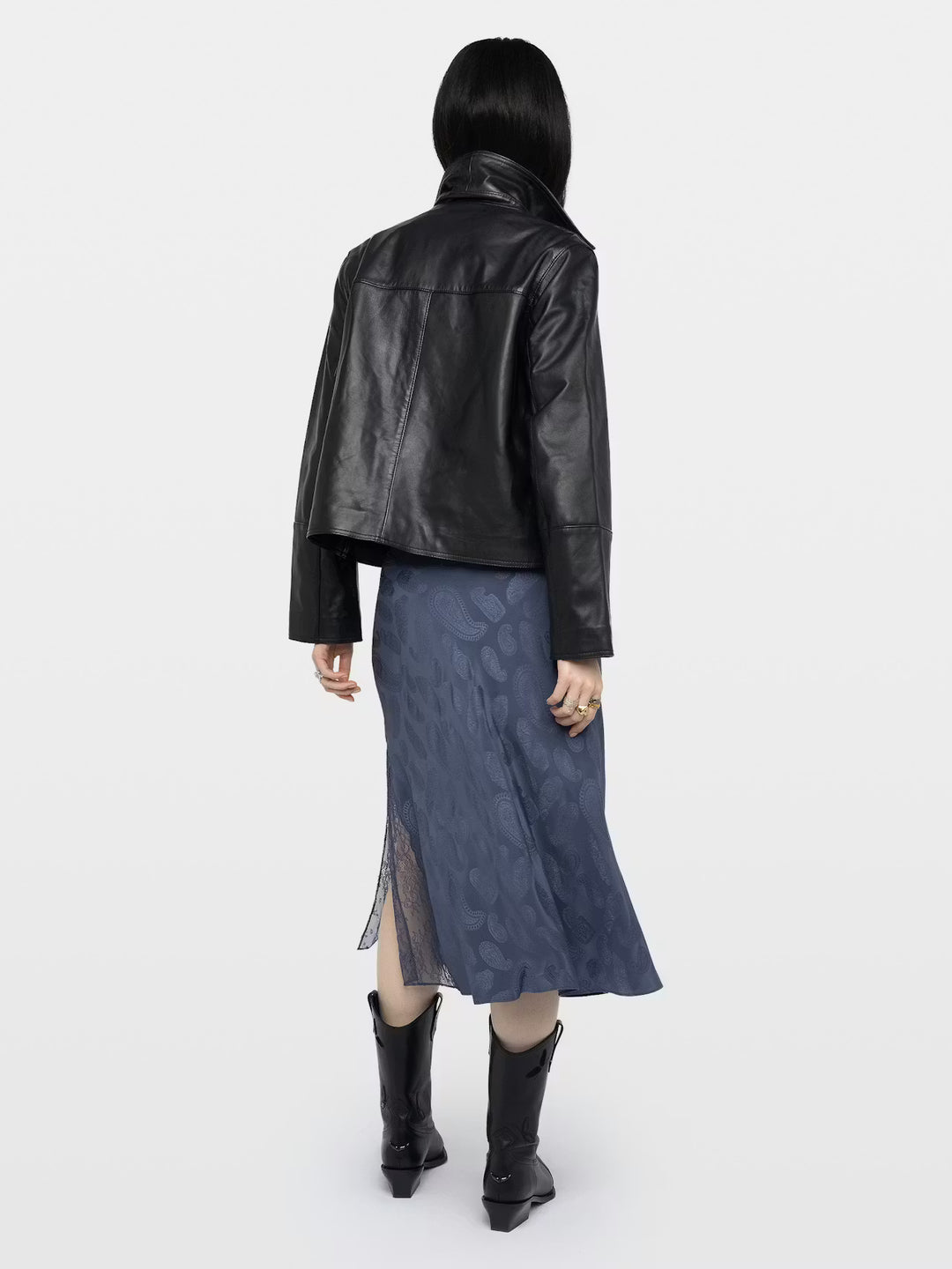 Jayla Paisley Midi Skirt w/Lace in Storm