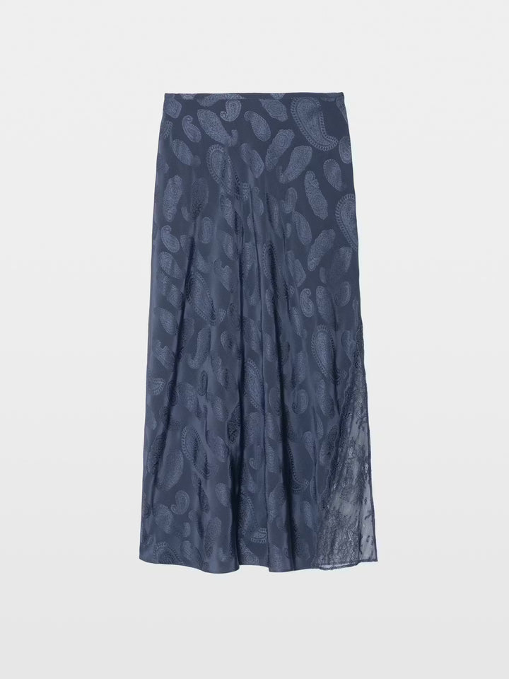 Jayla Paisley Midi Skirt w/Lace in Storm