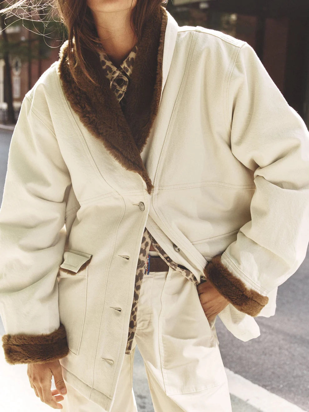 Edwin Denim Jacket in Vintage White