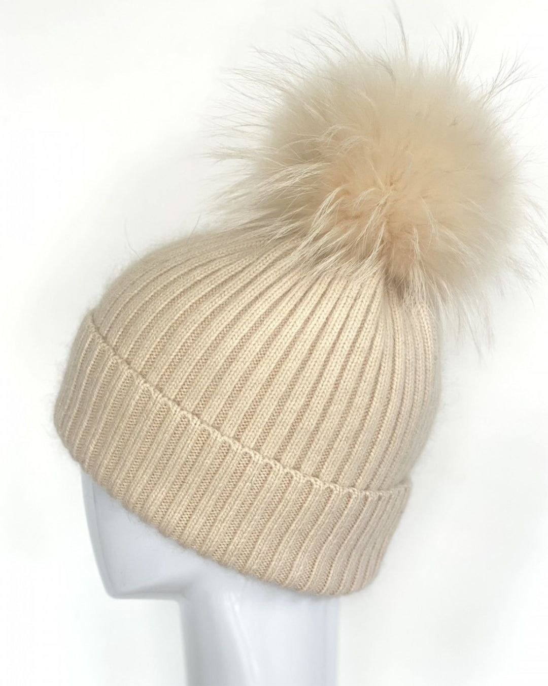 Angora Wool Pom Hat in Cream